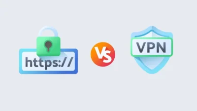 Vergleich von HTTPS und VPN - ein Beispiel für eine sichere Internetverbindung mit dem HTTPS-Protokoll und einem VPN-Tunnel