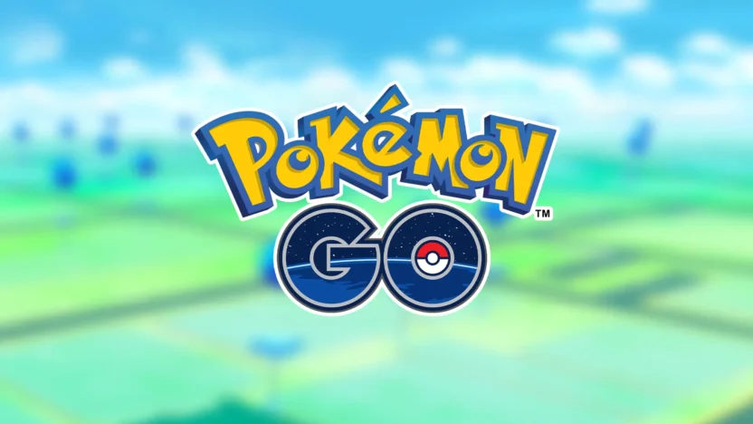 The Pokémon GO logo on a blurred game background depicting a city map.