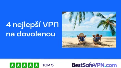 4 Nejlepší VPN na dovolenou 2025 | BestSafeVPN.com Pláž s palmami a dvěma lidmi na lehátkách – ilustrační obrázek k článku o nejlepších VPN na dovolenou v roce 2025