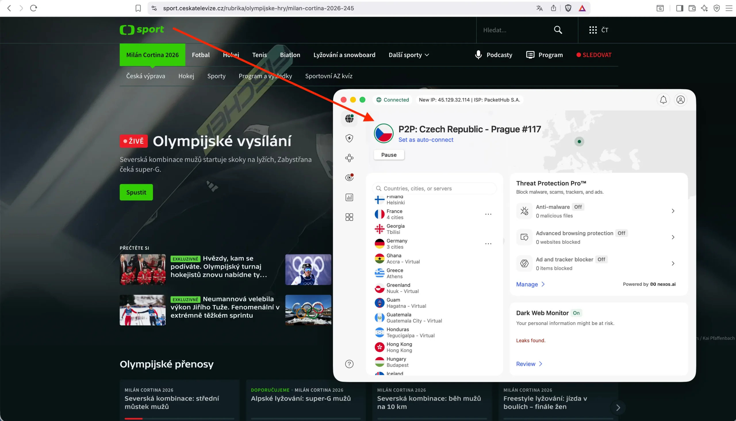 Sledování olympiády pomocí NordVPN a české ip adresy | BestSafeVPN.com Olympijský stream ČT odblokovaný pomocí NordVPN s českou IP adresou