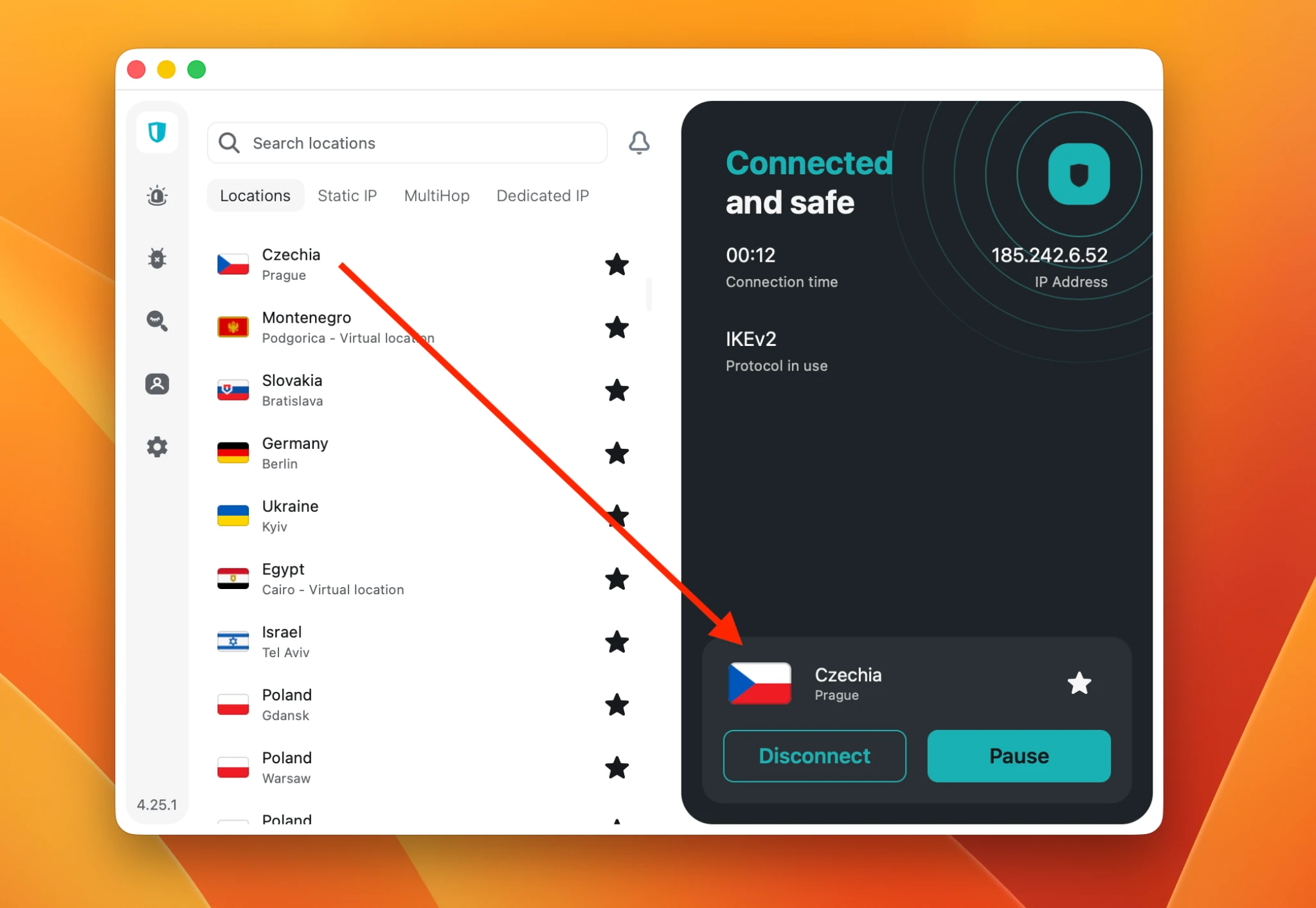surfshark-pripojeni-ceska-republika-vpn | BestSafeVPN.com Připojení k českému serveru v Praze přes Surfshark pro sledování ČT Sport ze zahraničí.